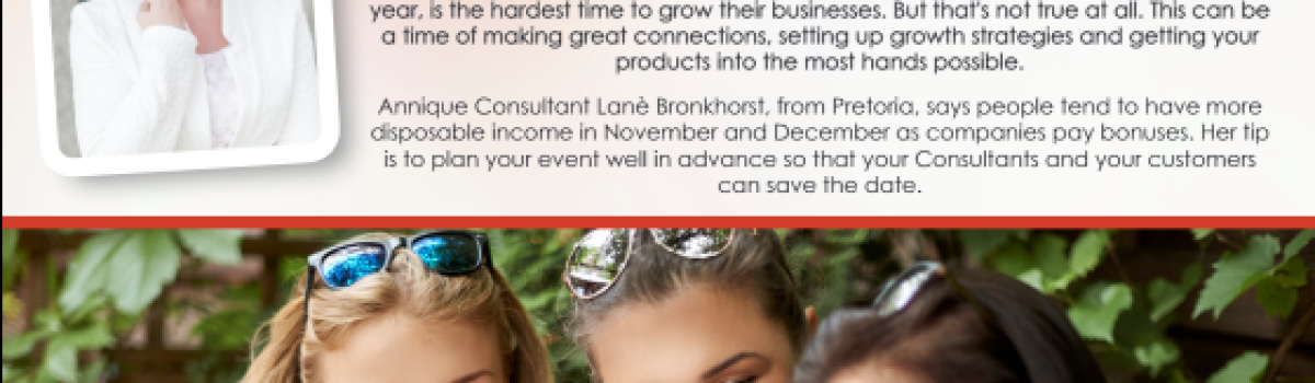 Events to host at the end of the year with Lané Bronkhorst